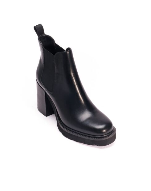 Bottines Chelsea à talon en cuir noires-Talon 9 cm