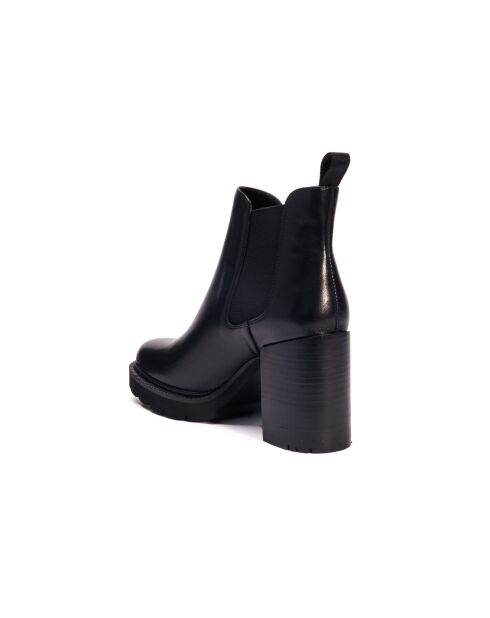 Bottines Chelsea à talon en cuir noires-Talon 9 cm