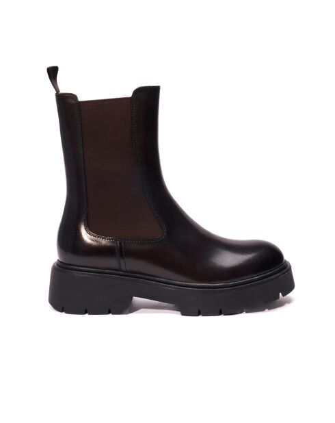 Bottines Chelsea en cuir brun foncé