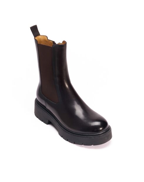 Bottines Chelsea en cuir brun foncé