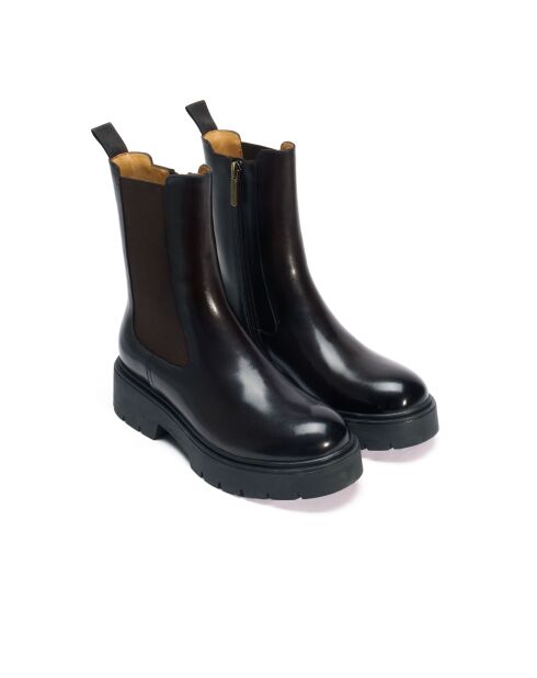 Bottines Chelsea en cuir brun foncé