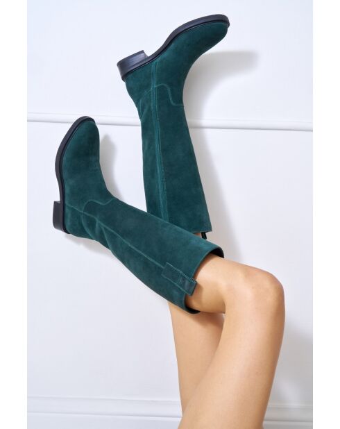 stivali alti in pelle verde