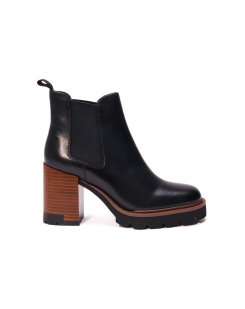 Bottines Chelsea à talon en cuir noires-Talon 9 cm