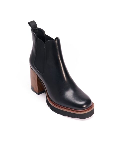 Bottines Chelsea à talon en cuir noires-Talon 9 cm