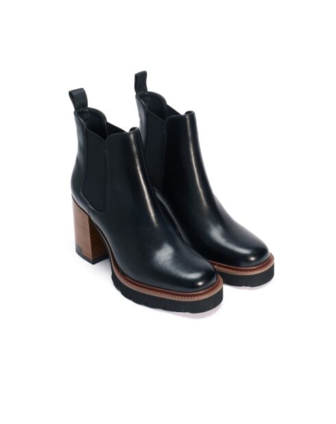 Bottines Chelsea à talon en cuir noires-Talon 9 cm
