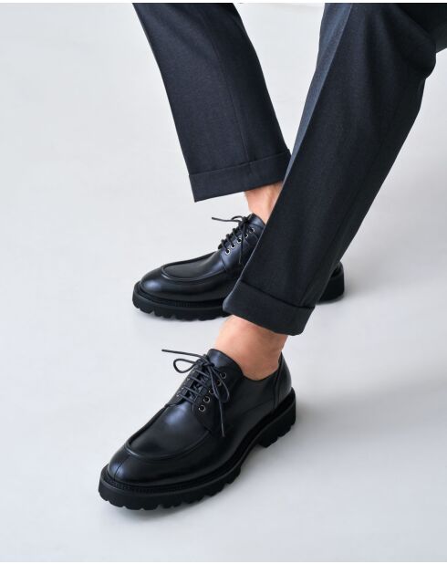 Derbies à plateau en cuir noirs