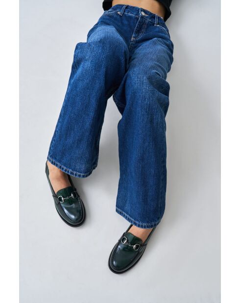 Groene leren mocassins