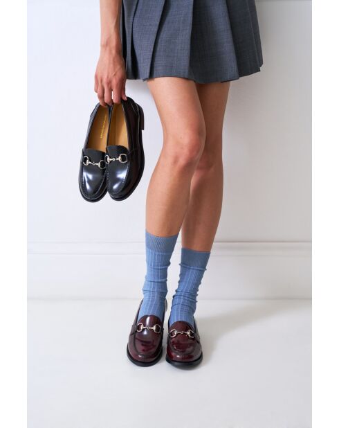 Mocassins à mors en cuir bordeaux