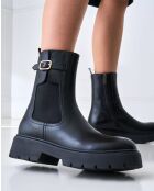 Chelsea-Stiefel aus Leder in Schwarz