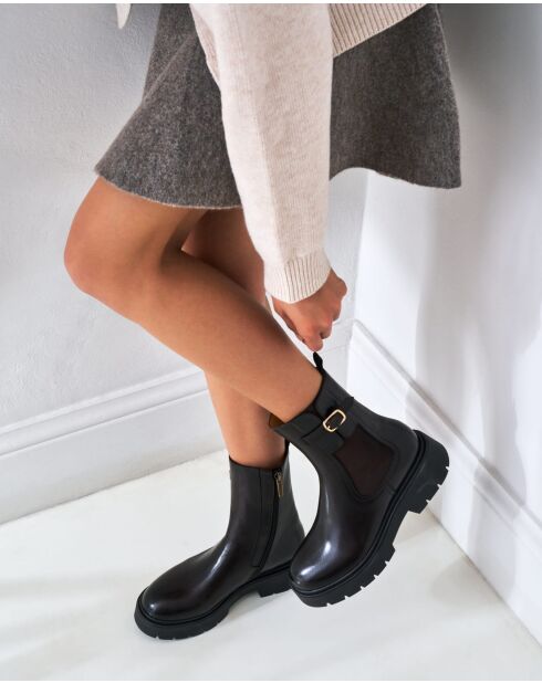Bottines Chelsea en cuir brun foncé