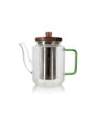 Tetera Karl de vidrio borosilicato con mango de jade - 1,2 L