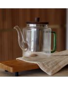 Tetera Karl de vidrio borosilicato con mango de jade - 1,2 L