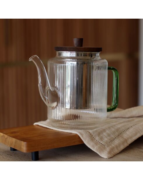 Teiera Karl in vetro borosilicato con manico in giada - 1,2 L