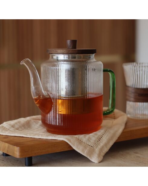 Teiera Karl in vetro borosilicato con manico in giada - 1,2 L