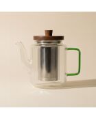 Tetera Karl de vidrio borosilicato con mango de jade - 1,2 L