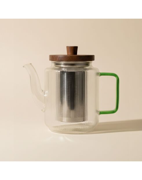 Teiera Karl in vetro borosilicato con manico in giada - 1,2 L