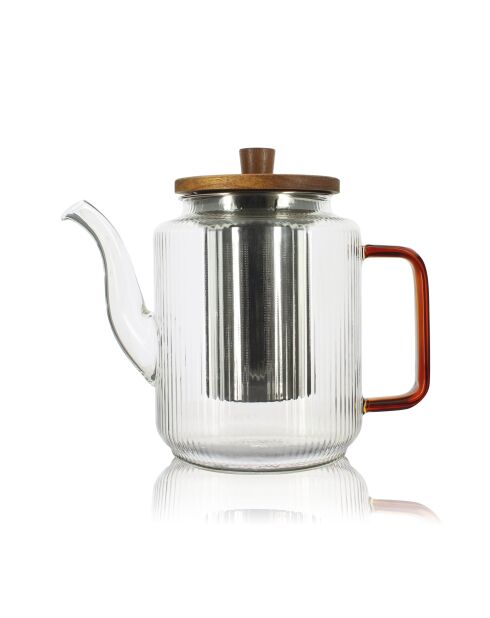Teiera Karl in vetro borosilicato con manico ambrato - 1,2 L