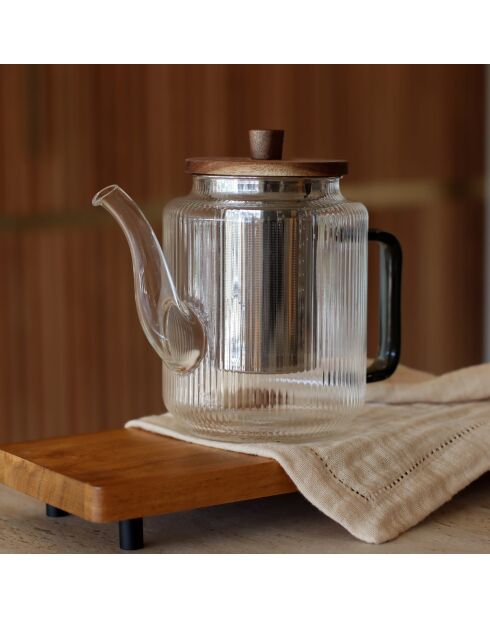 Théière Karl en verre borosilicate anse graphite - 1.2 L