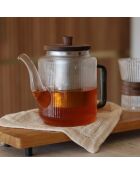 Tetera Karl de vidrio borosilicato con mango de grafito - 1,2 L