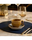 Set di 6 tazze e piattini in porcellana Calypso blu e gialla - 16 cl