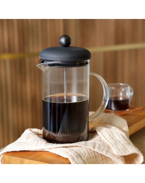 Fusion Glass French Press mit schwarzem Silikondeckel, 600 ml