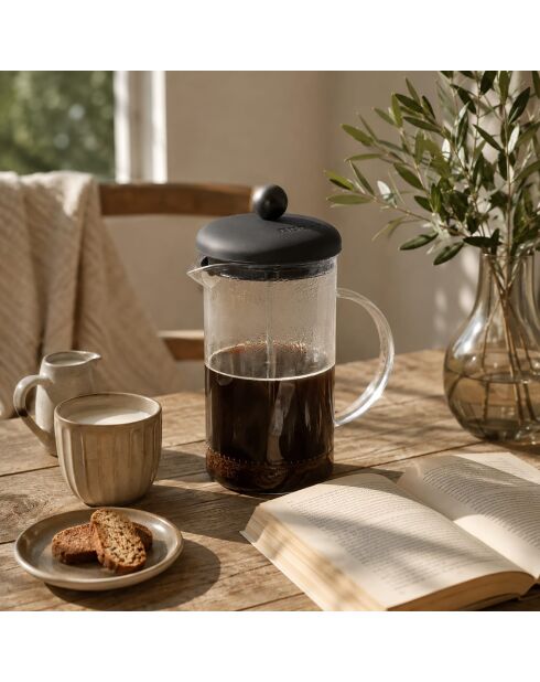 Fusion Glass French Press mit schwarzem Silikondeckel, 600 ml