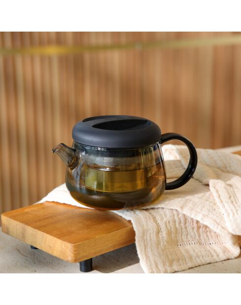 Teiera Fusion in vetro borosilicato con coperchio in silicone nero - 300ml