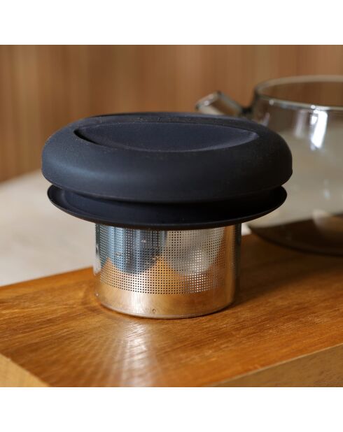 Teiera Fusion in vetro borosilicato con coperchio in silicone nero - 300ml