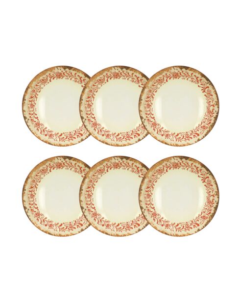 Lot de 6 assiettes creuses Palazzo en porcelaine rouges - D. 21 cm