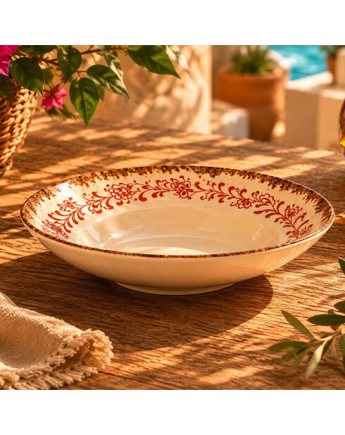 Lot de 6 assiettes creuses Palazzo en porcelaine rouges - D. 21 cm