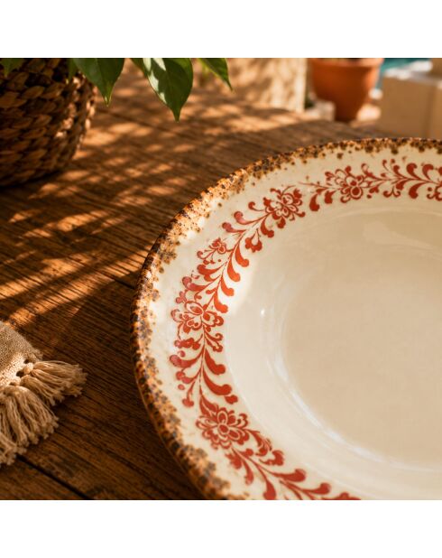 Lot de 6 assiettes creuses Palazzo en porcelaine rouges - D. 21 cm