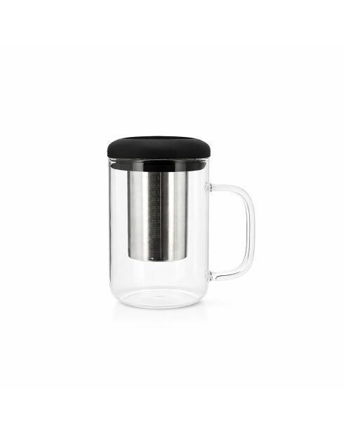 Teiera Fusion in vetro borosilicato con coperchio in silicone nero - 500ml