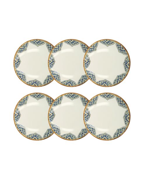 Lot de 6 assiettes creuses Calypso en porcelaine bleues - D. 21 cm