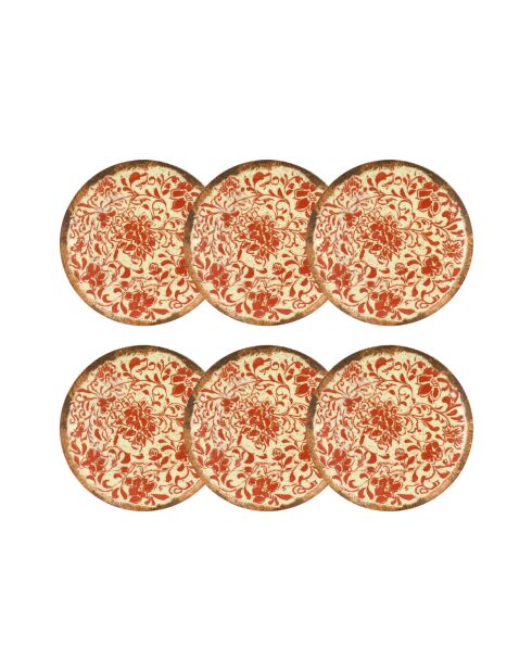 Lot de 6 assiettes à dessert Palazzo en porcelaine rouges - D. 20 cm