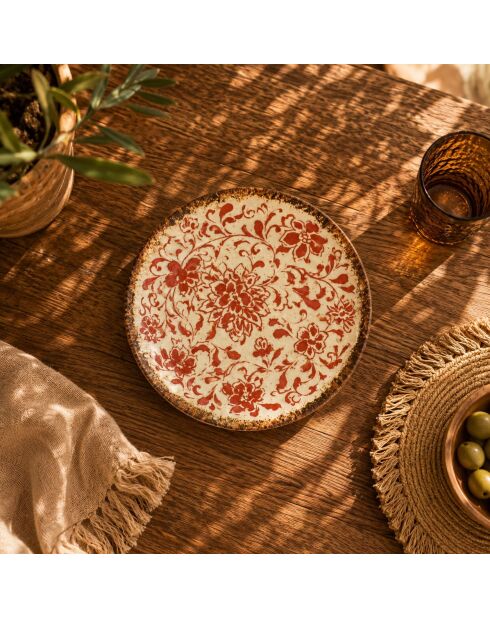 Lot de 6 assiettes à dessert Palazzo en porcelaine rouges - D. 20 cm