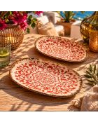 Set di 6 piatti ovali Palazzo in porcellana rossa - 23,5 x 13,5 cm