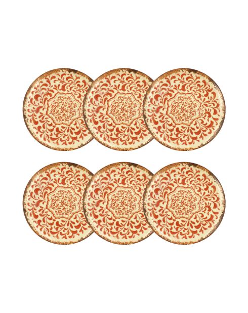 Lot de 6 assiettes plates Palazzo en porcelaine rouges - D. 27 cm