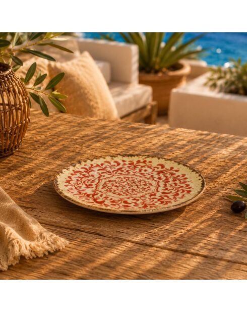 Lot de 6 assiettes plates Palazzo en porcelaine rouges - D. 27 cm