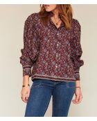 Blouse en coton Calligraphy cranberry