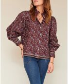 Blouse en coton Calligraphy cranberry