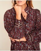 Blouse en coton Calligraphy cranberry