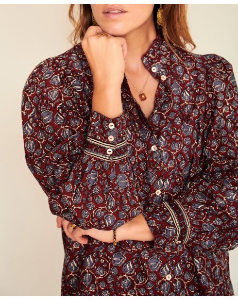 Blouse en coton Calligraphy cranberry