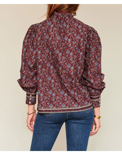 Blouse en coton Calligraphy cranberry
