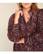 Blouse en coton Calligraphy cranberry