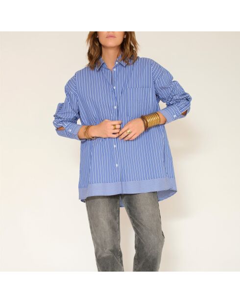 Blouse en coton Cassy bleue