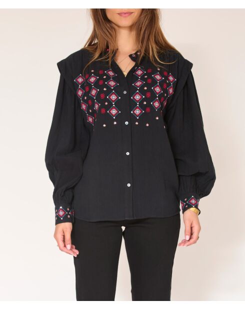 Blouse en coton Cesar noire