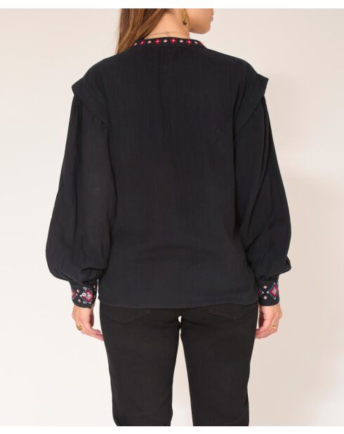 Blouse en coton Cesar noire