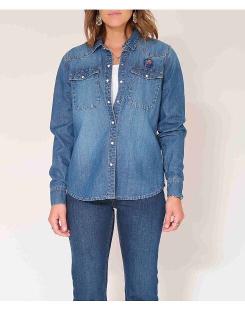 Blouse en coton Cheryl California bleue