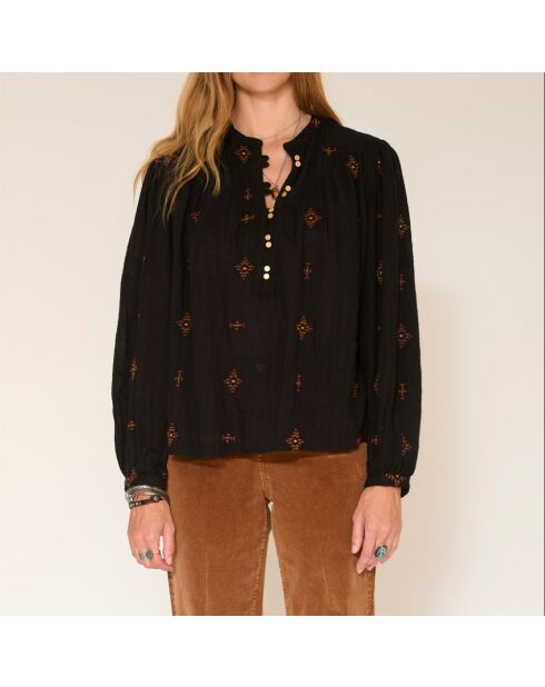 Blouse en coton Calydora noire