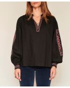 Blusa negra de algodón Heivug
